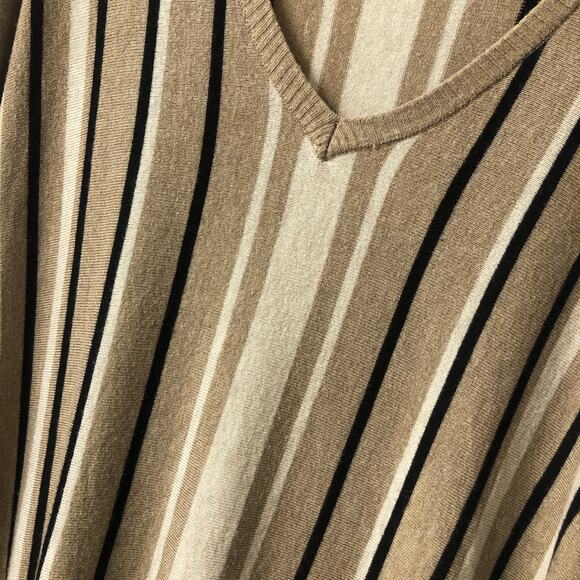 RXB Black Cream Tan Striped Oversized Sweater Size XL - Picture 3 of 16